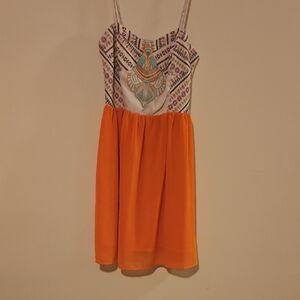 Flying Tomato Vibrant Orange and Cream Dress